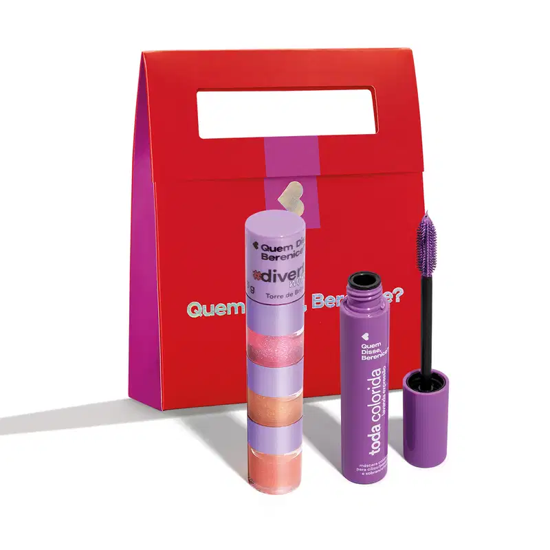 Combo Presente Natal: Torre de Brilho Labial 3g + Máscara para Cílios 10g + Sacola Para Presente