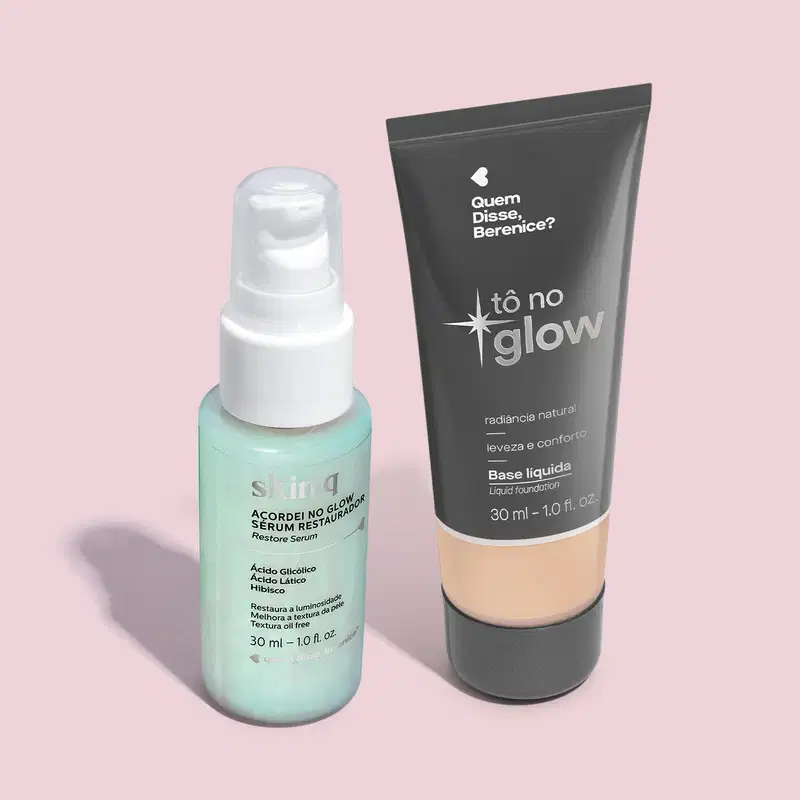 Base Líquida Tô no Glow Cor 100F 30ml + Sérum Facial Restaurador  30ml