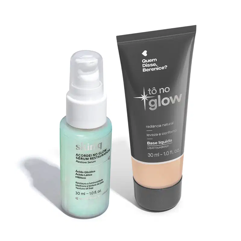 Base Líquida Tô no Glow Cor 100F 30ml + Sérum Facial Restaurador  30ml
