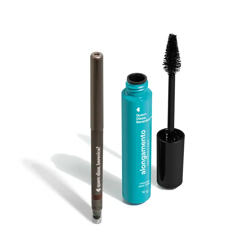 Kit Quem Disse, Berenice? com Máscara de Cílios Alongamento Resistente à Água 10ml + Lápis para Olhos Esfumador Marrom 200mg