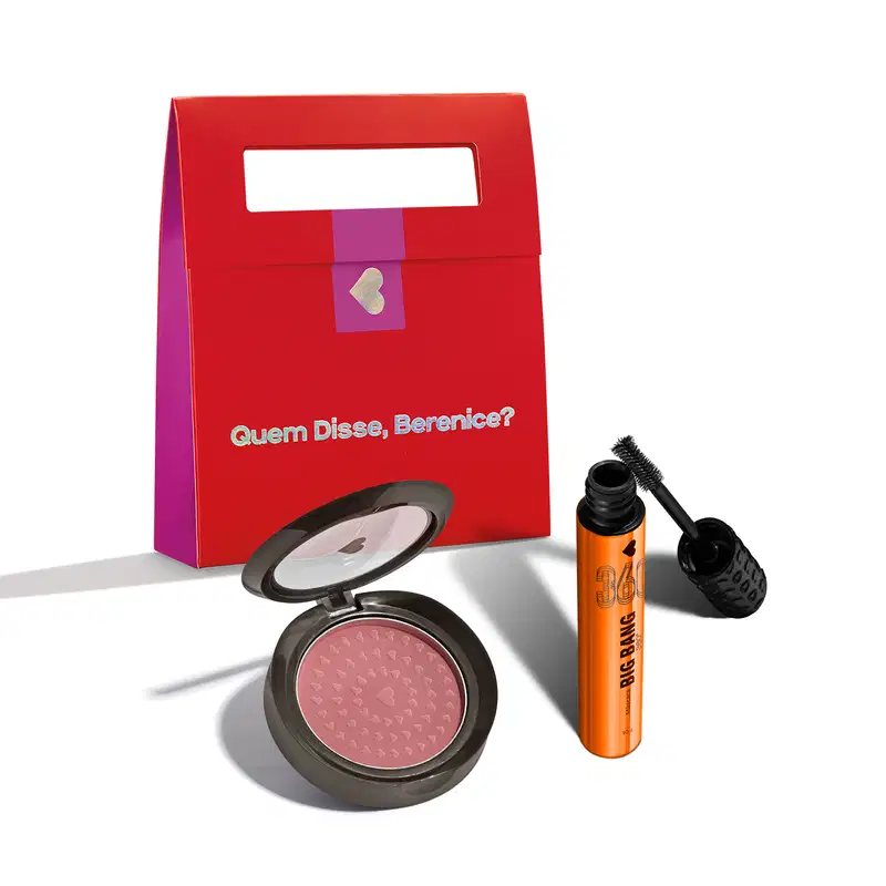 Combo Presente: Máscara de Cílios 10g + Blush Compacto Rosa 2g + Sacola de Presente