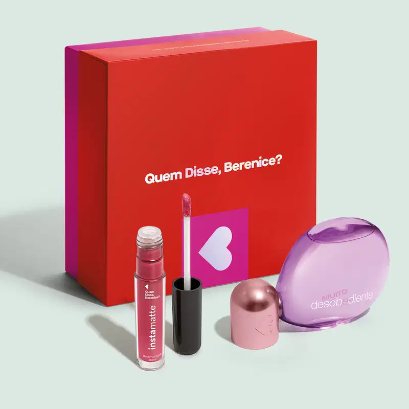 Combo Presente Dia dos Namorados: Muito Desobediente EDP 100ml + Batom Líquido Rosa 4ml + Caixa de Presente