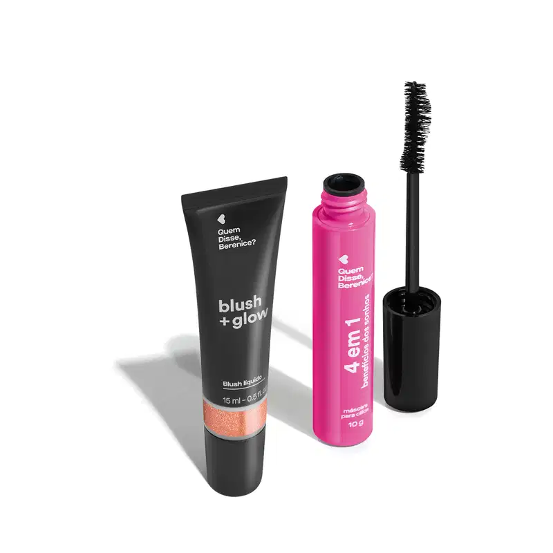 Combo Máscara Para Cílios 4 Em 1 10g + Blush Líquido Rosa Rosedourex 4ml