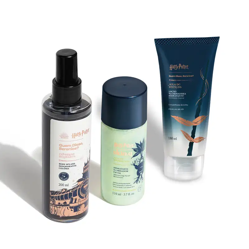 Combo Sonserina Harry Potter Quem Disse, Berenice?: Body Splash 200ml +Loção Iluminadora Corporal 180ml + Hidratante Iluminador Facial 110ml