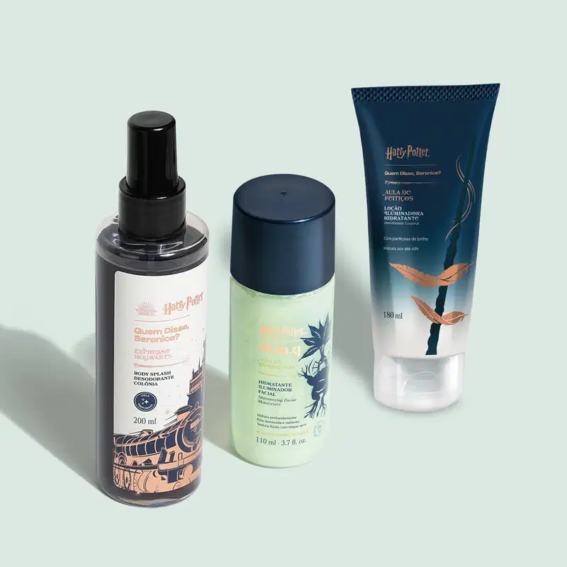 Combo Sonserina Harry Potter Quem Disse, Berenice?: Body Splash 200ml +Loção Iluminadora Corporal 180ml + Hidratante Iluminador Facial 110ml