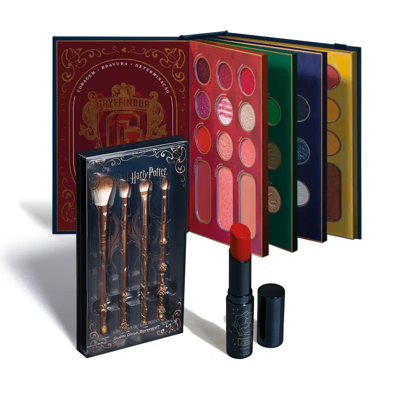 Combo Harry Potter Quem Disse, Berenice?:Paleta de Maquiagem Multifuncional  54g + Kit Pincéis + Balm Labial Vermelho 3,2g
