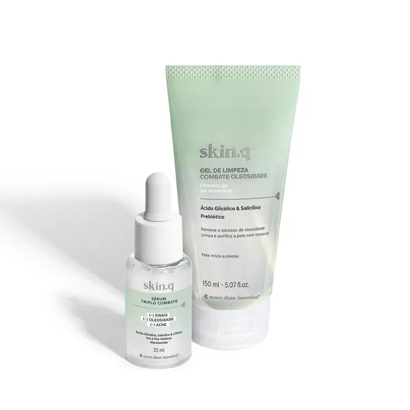 Combo Skin.q Combate Oleosidade: Gel de Limpeza Facial 150ml + Sérum Facial 30ml