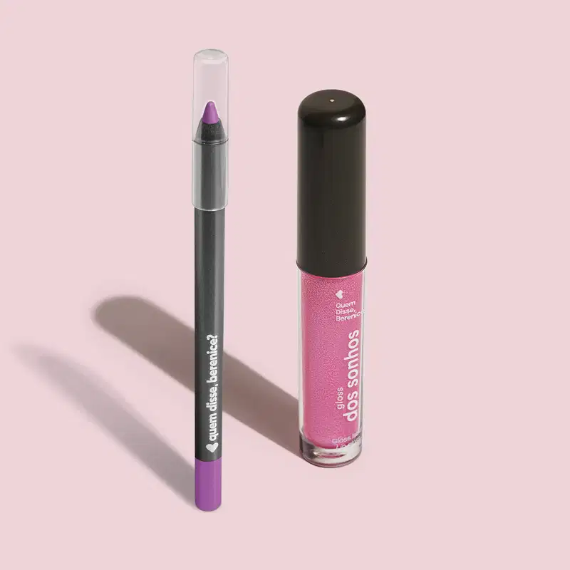 Combo Lápis Para Olhos Lavanda 1,2g + Gloss Labial Rosa 4ml