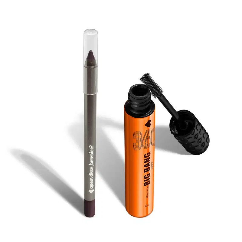 Combo Máscara de Cílios 10g + Lápis Para Olhos Marrom 1,2g