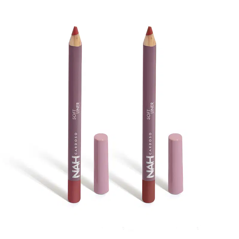 Combo Lápis Contorno Labial Soft Liner By Nah Cardoso: Rosa Bold  1,1g + Marrom Brave 1,1g