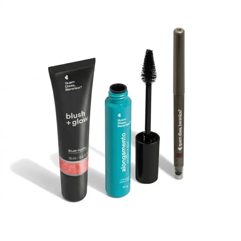 Combo Máscara Alongamento 10g + Blush Líquido Rosalix 15ml + Lápis de Olhos Marrô 1,2g