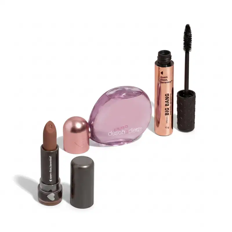 Combo Batom Nudelina 3,8g + Eau de Parfum Muito Desobediente 100ml + Máscara Big Bang 10g