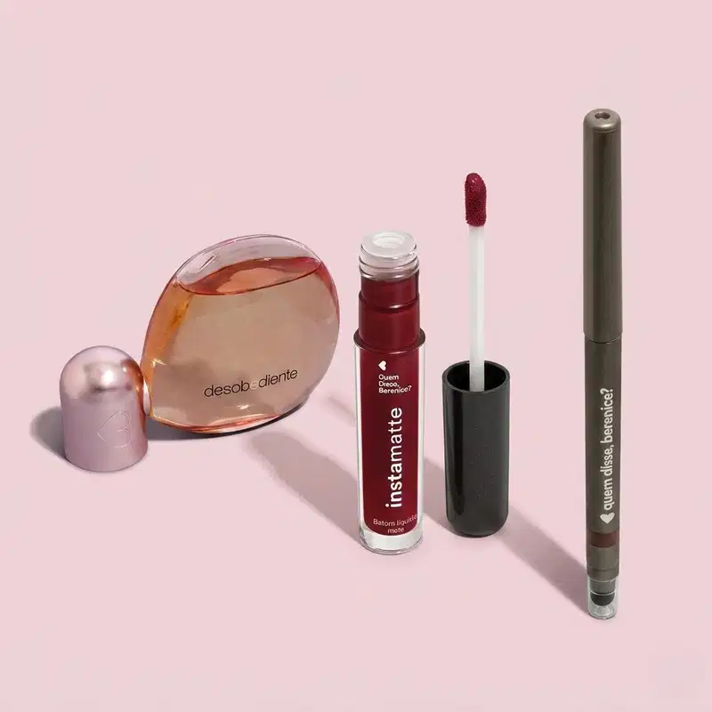 Combo Eau de Parfum Desobediente 100ml + Batom Líquido Cerejali 4ml + Lápis de Olhos Marrô 1,2g