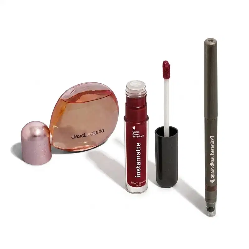 Combo Eau de Parfum Desobediente 100ml + Batom Líquido Cerejali 4ml + Lápis de Olhos Marrô 1,2g