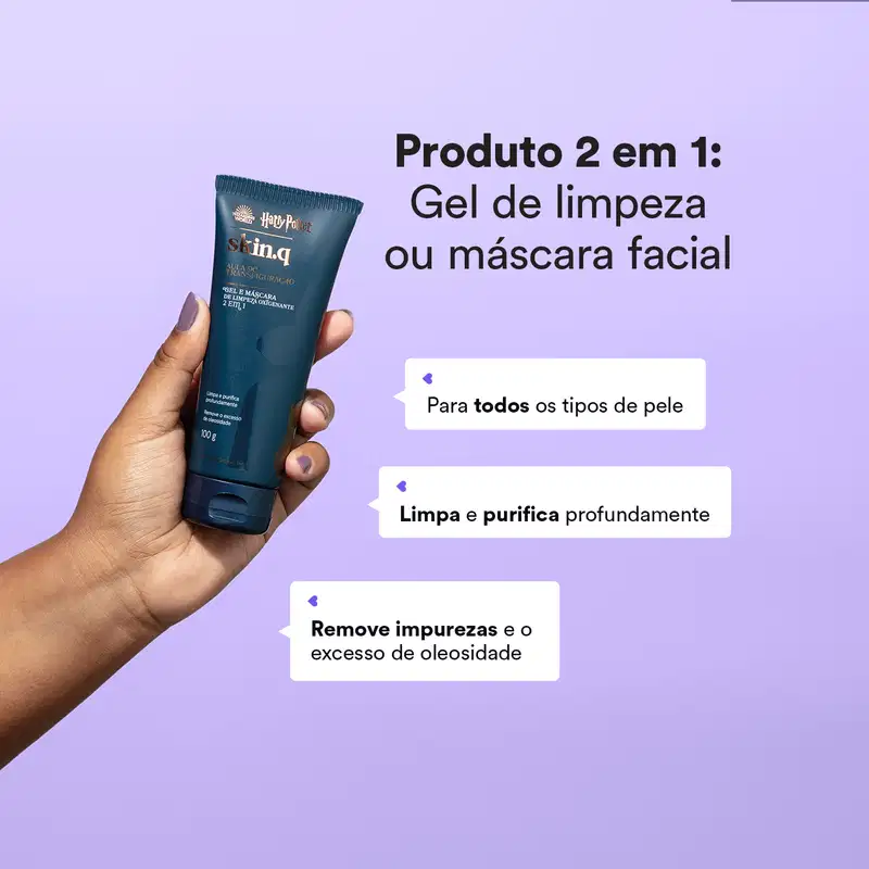 Gel e Máscara de Limpeza Borbulhante 2 em1 Skin q. Harry Potter Aula de transfiguração 100g