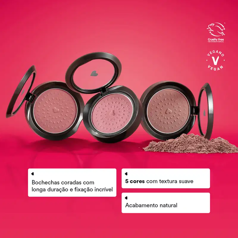 Blush Em Pó Compacto Rubor Vermelho Vermetin 2g