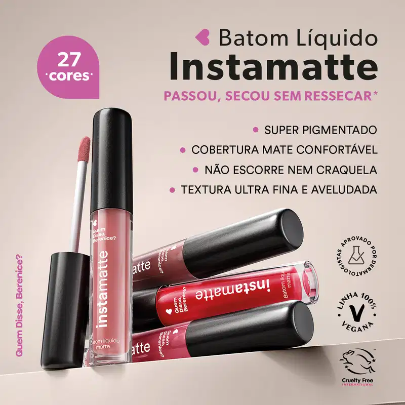 Batom Líquido Rose Rosetali Instamatte 4ml