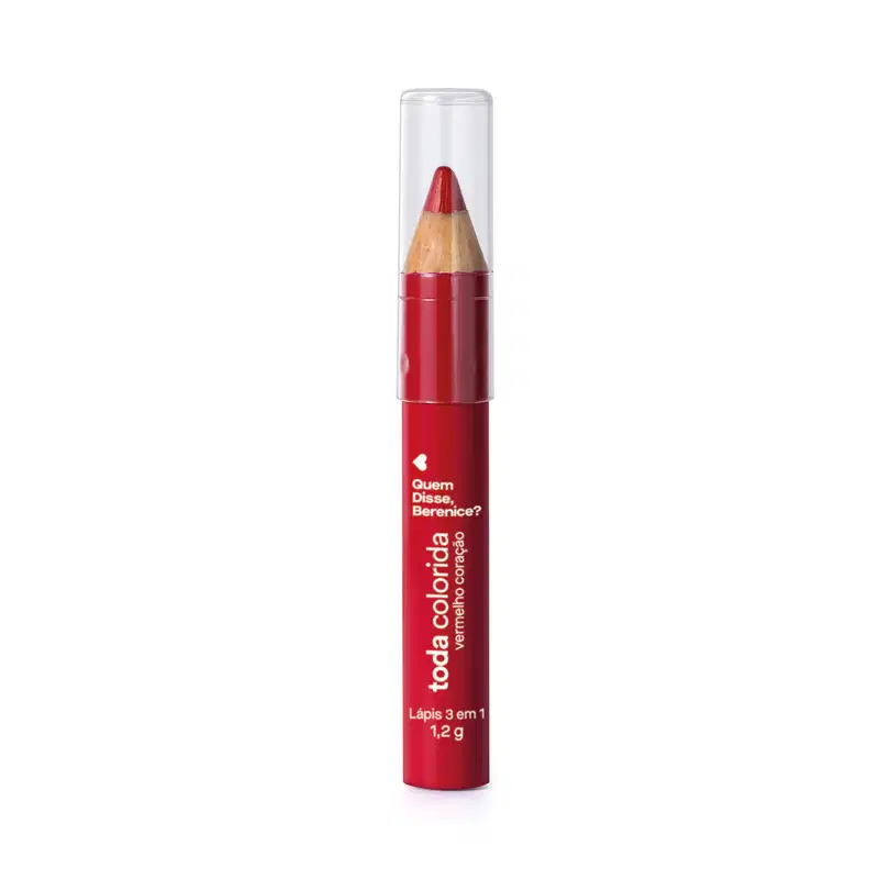 Lápis Multifuncional 3 Em 1 Vermelho Coração Toda Colorida 1,2g