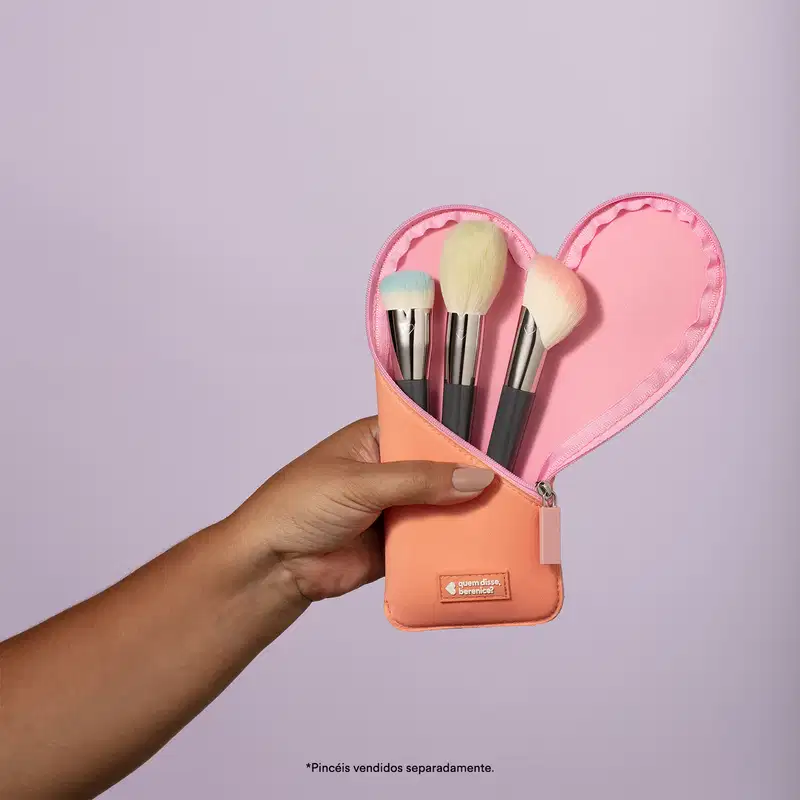 Case Para Pincéis de Maquiagem Coração