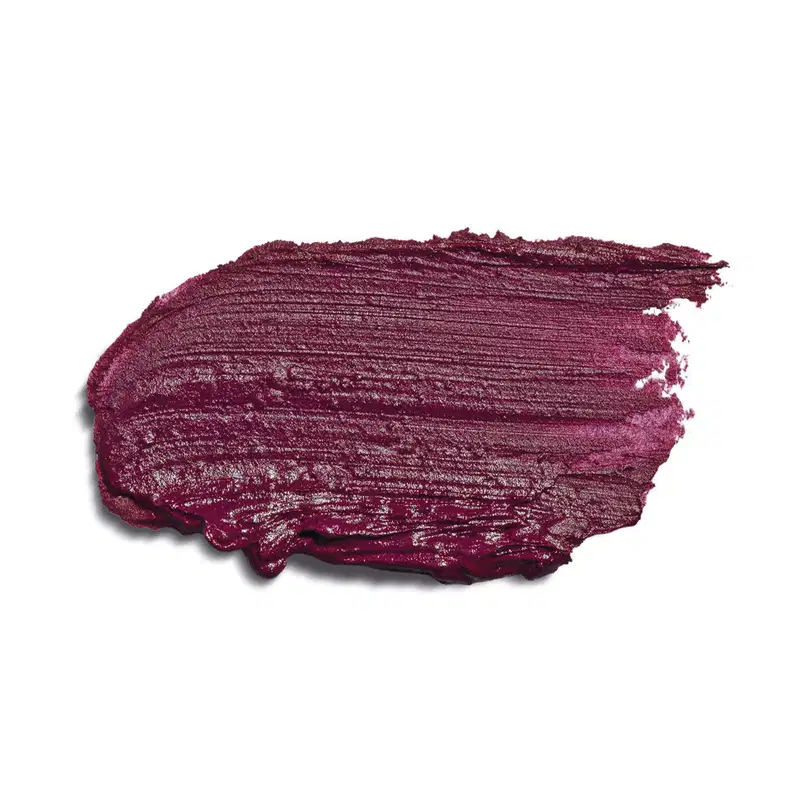 O produto apresentado é um batom vinho intenso, com uma textura cremosa e brilhante. Não há rótulos ou marcas visíveis na imagem.