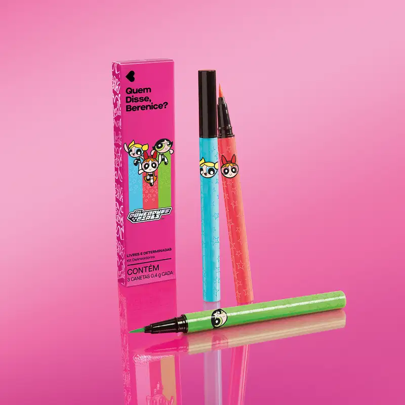 Kit Canetas Delineadoras Livres E Determinadas QDB As Meninas Super Poderosas 3 x 0,4g cada