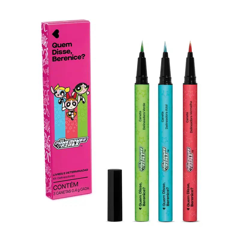 Kit Canetas Delineadoras Livres E Determinadas QDB As Meninas Super Poderosas 3 x 0,4g cada