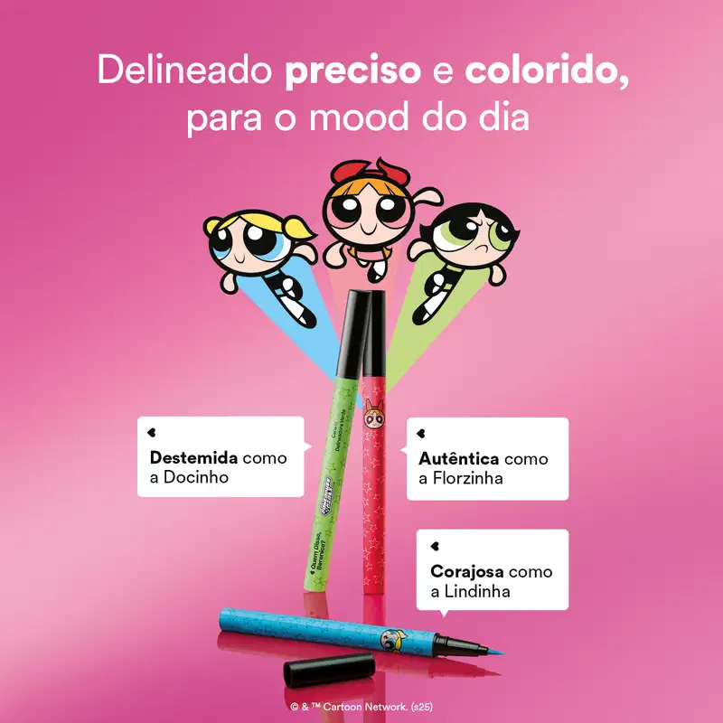 Kit Canetas Delineadoras Livres E Determinadas QDB As Meninas Super Poderosas 3 x 0,4g cada