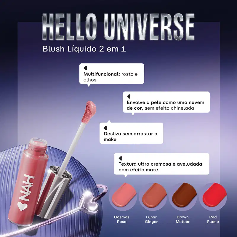 Blush Líquido 2 em 1 Rosa Cosmos Rose Nah Cardoso Hello Cloud 11ml