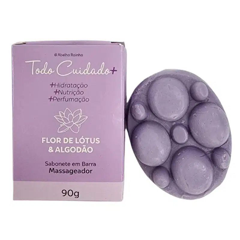 Sabonete Massageador em Barra Flor de Lótus e Algodão Todo Cuidado Mais Abelha Rainha 90g REF 3821