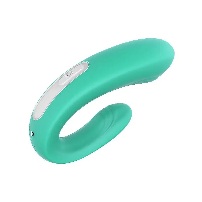 Vibrador de Casal Recarregável anatômico e flexível em silicone com controle remoto Cor Azul