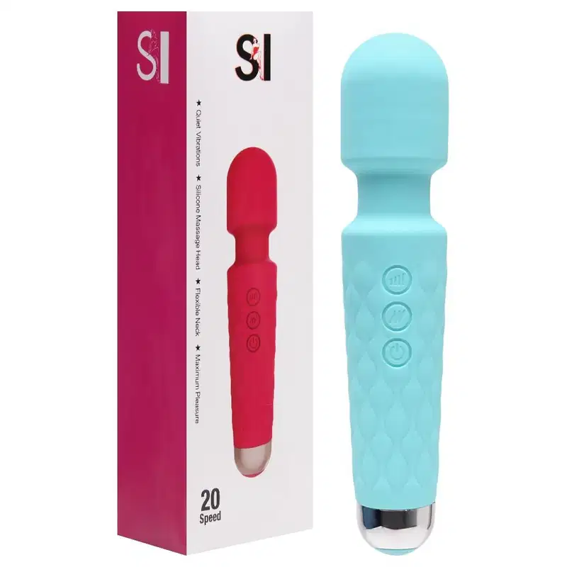 Vibrador massageador varinha em silicone com 20 modos de vibração Cor VINHO