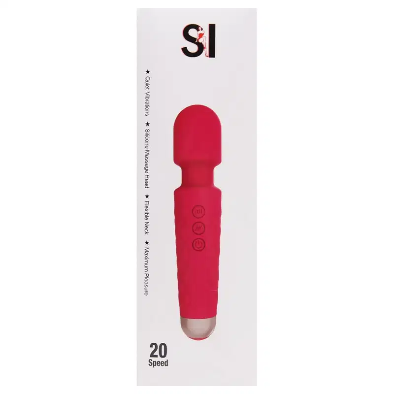 Vibrador massageador varinha em silicone com 20 modos de vibração Cor VINHO