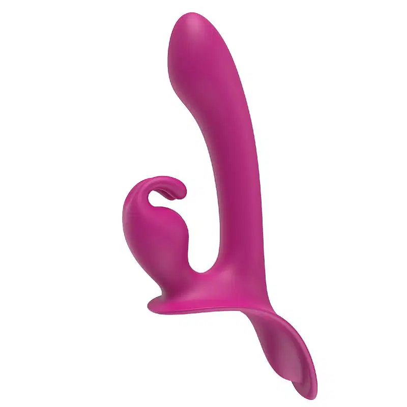 Vibrador Strapless Duplo Lord Rabbit S-Hande 3 Motores com Controle Remoto USB Cor Vinho