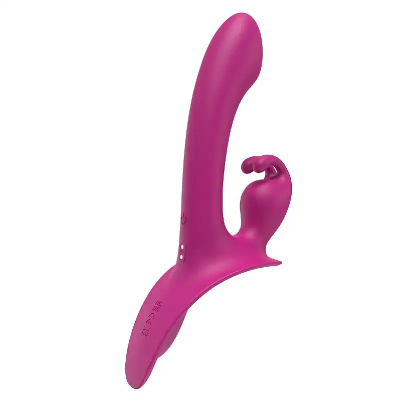 Vibrador Strapless Duplo Lord Rabbit S-Hande 3 Motores com Controle Remoto USB Cor Vinho