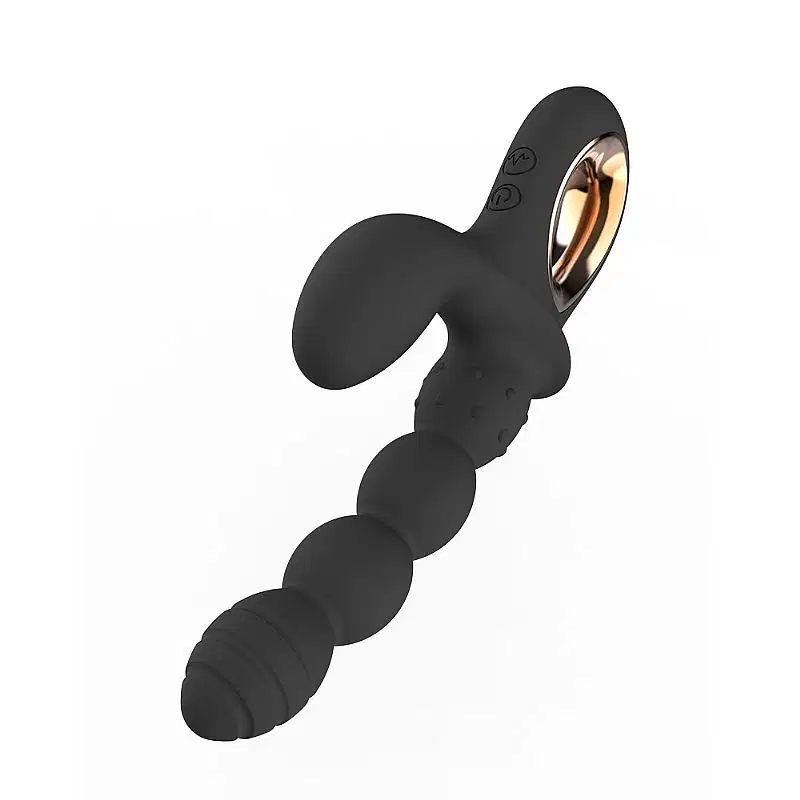 Vibrador de Ponto G e Clitóris Escalonado com Relevo Anatômico Recarregável Cor Preto