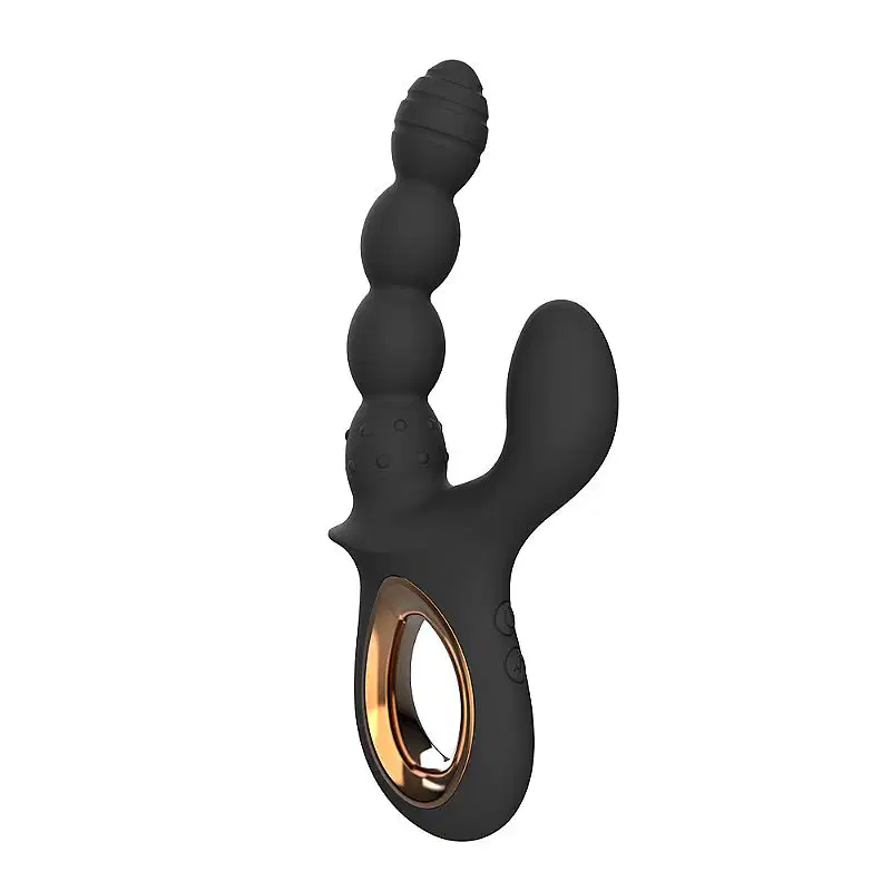 Vibrador de Ponto G e Clitóris Escalonado com Relevo Anatômico Recarregável Cor Preto