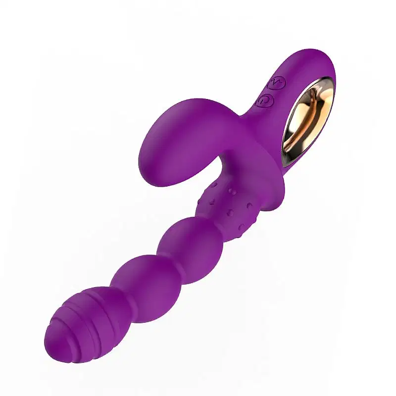 Vibrador de Ponto G e Clitóris Escalonado com Relevo Anatômico Recarregável Cor Roxo