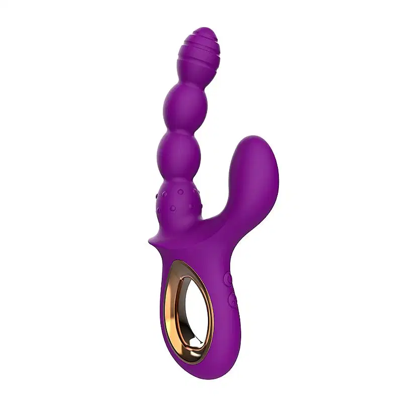Vibrador de Ponto G e Clitóris Escalonado com Relevo Anatômico Recarregável Cor Roxo
