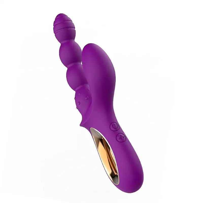 Vibrador de Ponto G e Clitóris Escalonado com Relevo Anatômico Recarregável Cor Roxo