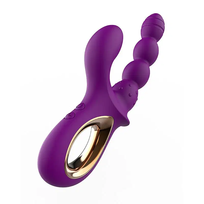 Vibrador de Ponto G e Clitóris Escalonado com Relevo Anatômico Recarregável Cor Roxo