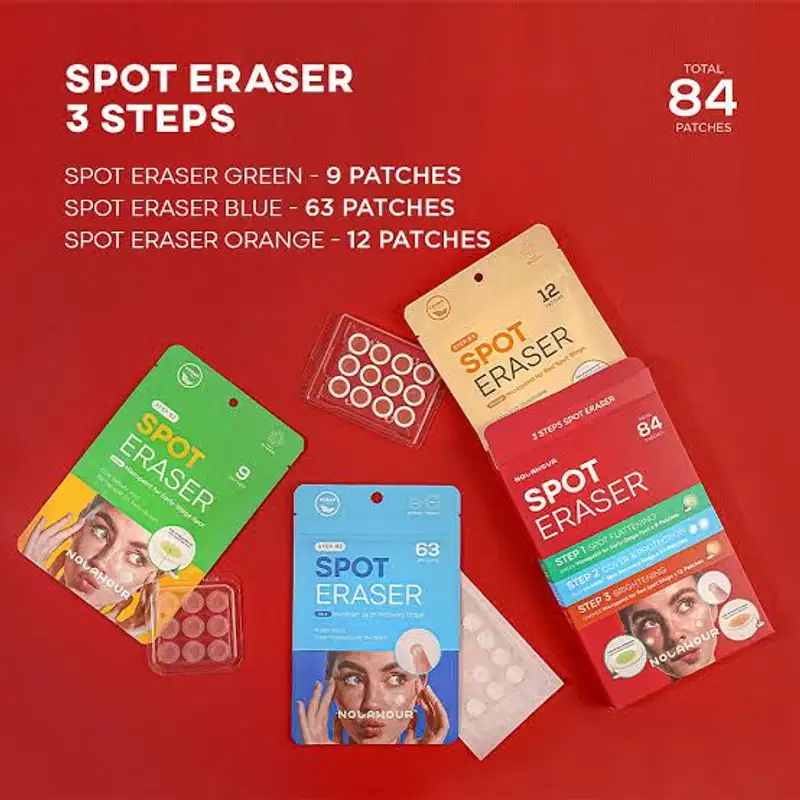 Nolahour - Kit Completo Spot Eraser 3 Passos (green, blue e orange) Adesivos Secativos para Acne