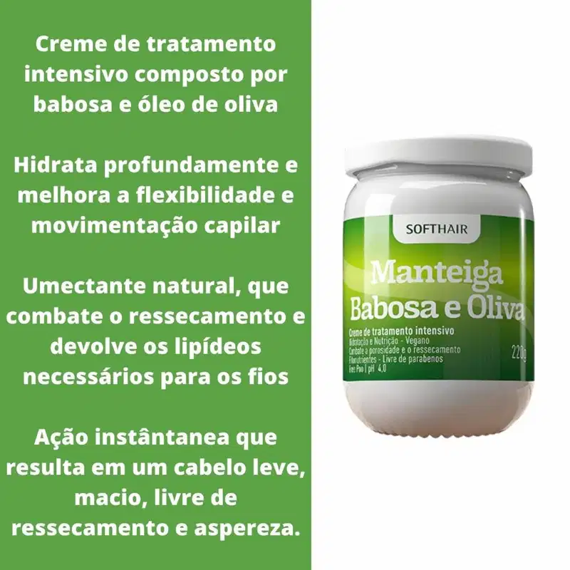 Sumo De Babosa Natural Para Cabelo E Creme De Babosa E Oliva
