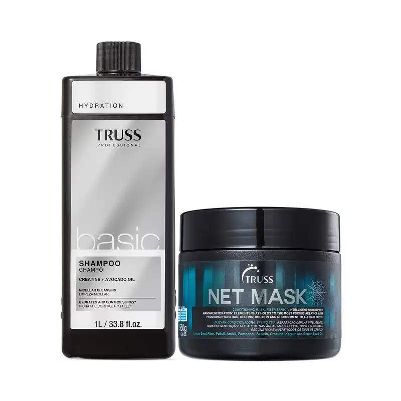 Combo TRUSS reparação: Shampoo Basic 1l + Net Mask Máscara Capilar 550g
