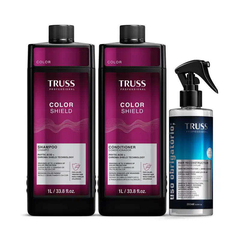 Combo Truss Color Shield: Shampoo 1L + Condicionador 1L + Spray Uso Obrigatório 260ml