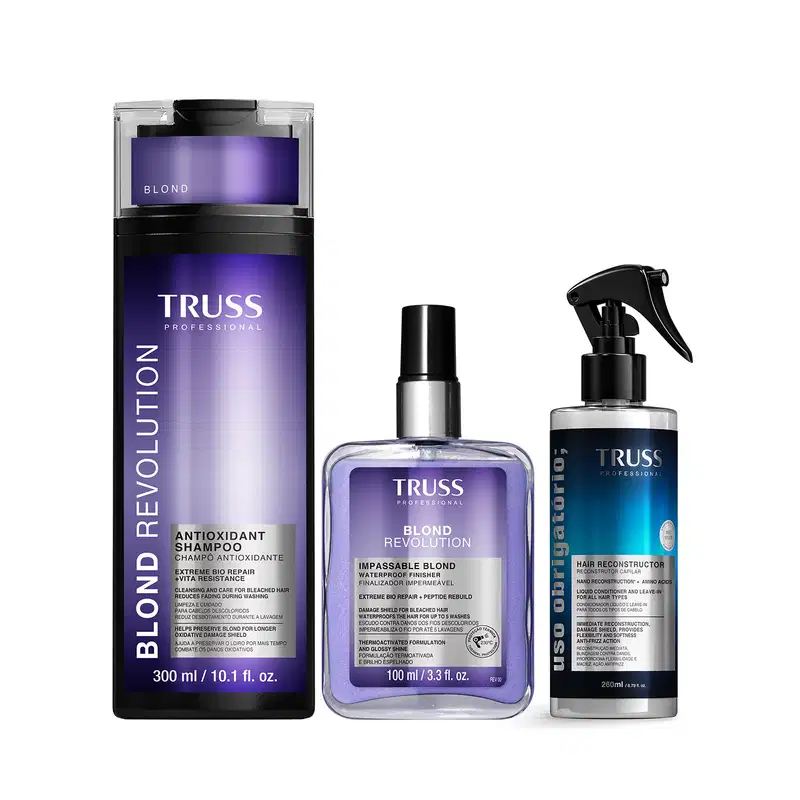 Combo Truss Blond revolution: Shampoo 300ml + Finalizador 100ml + Spray Uso Obrigatório; 260ml
