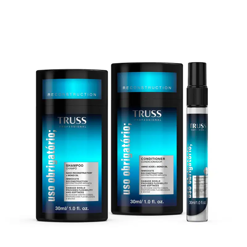 Combo Uso Obrigatório: Shampoo 30ml + Condicionador 30ml + Spray 30ml