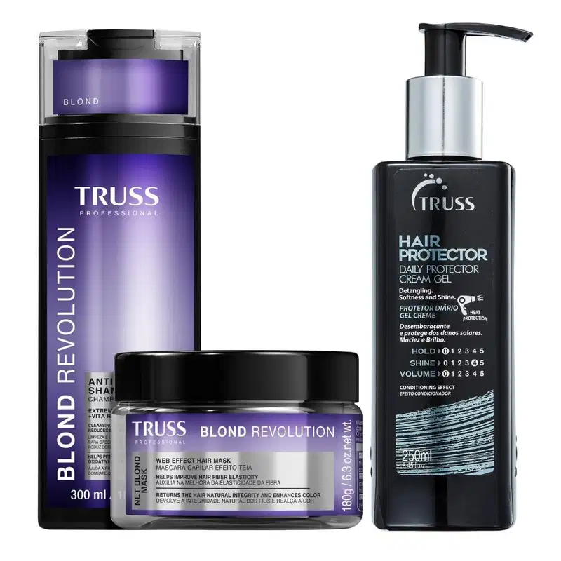 Kit TRUSS Blond Revolution + Hair Protector, 3 produtos.