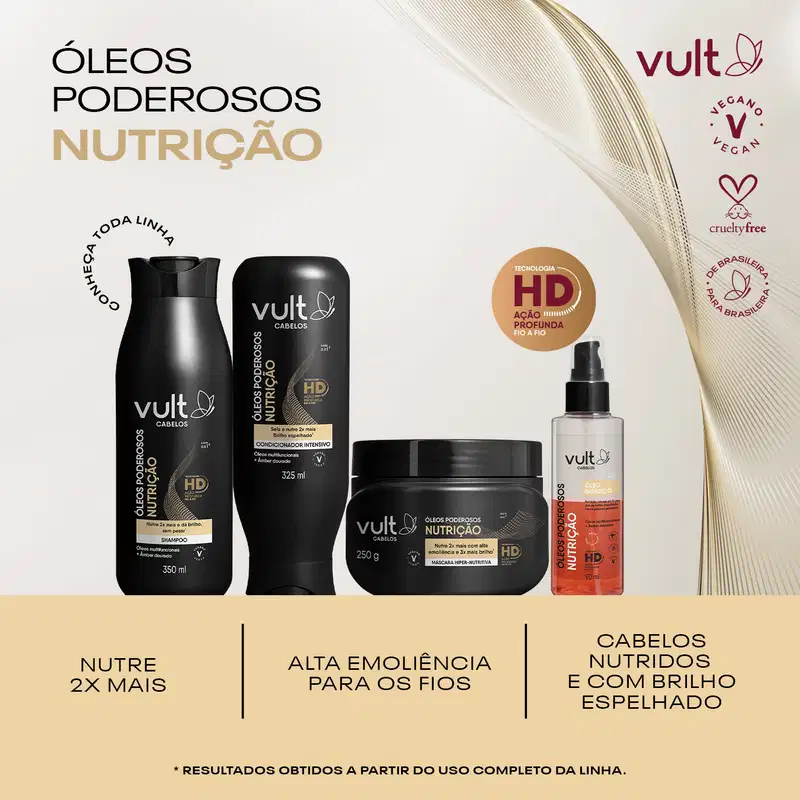 Combo Vult Cabelos Óleos Poderosos Nutrição: Shampoo 350ml + Condicionador 325ml