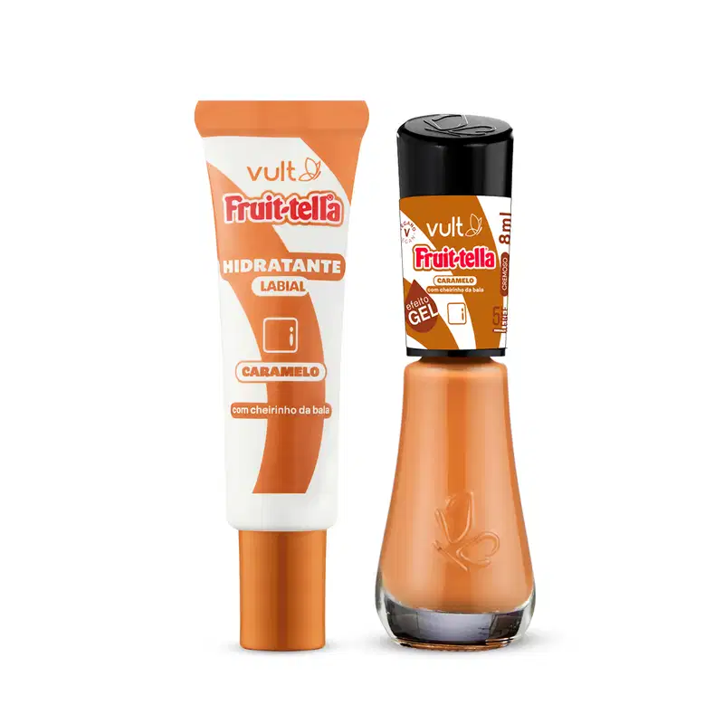 Combo Caramelo Vult&Fruit-tella®: Hidratante Labial Caramelo 8ml + Esmalte Caramelo 8ml