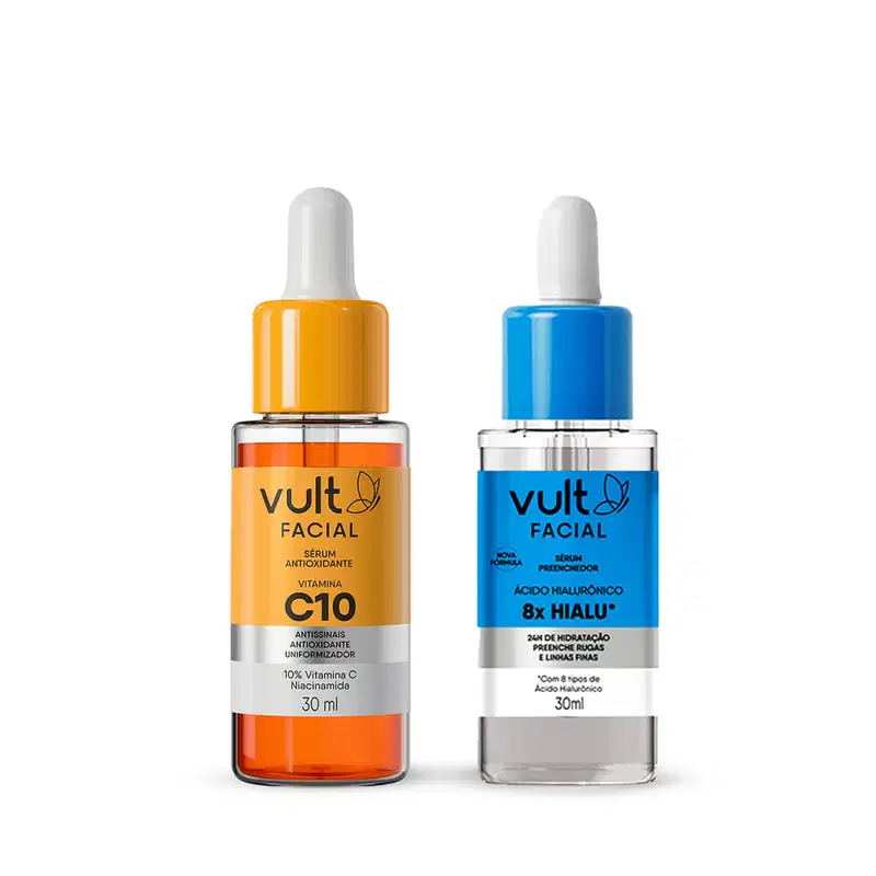 Combo Sérum Facial:  Antioxidante Vitamina C 10% 30ml + Ácido Hialurônico 30ml